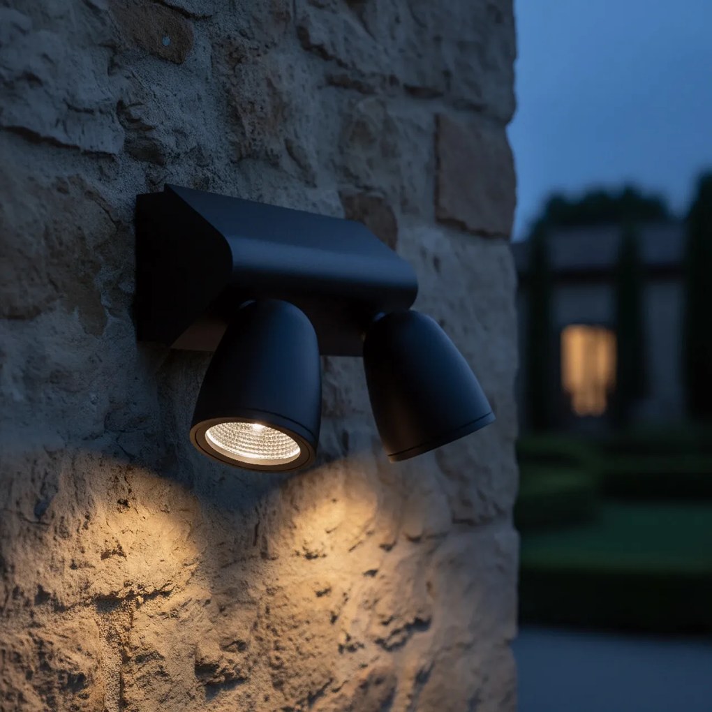 Applique da Esterno IP65 con 2 basi GU10 Serie AXIS - Nera