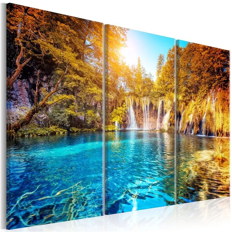 Quadro Waterfalls of Sunny Forest  Colore Giallo, Dimensioni e Misure 90x60