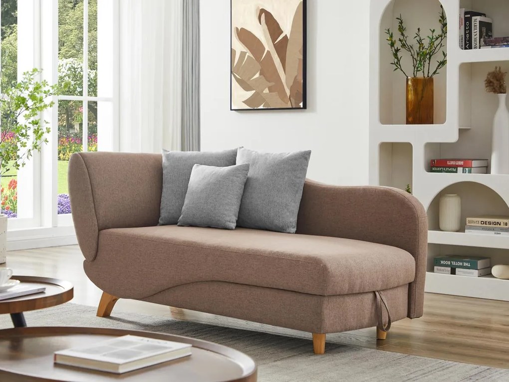 Chaise longue letto con contenitore in Tessuto Marrone - Angolo a destra - PENELOPE