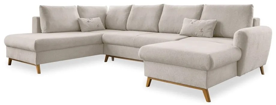 Divano letto beige a "U", angolo sinistro Scandic Lagom - Miuform