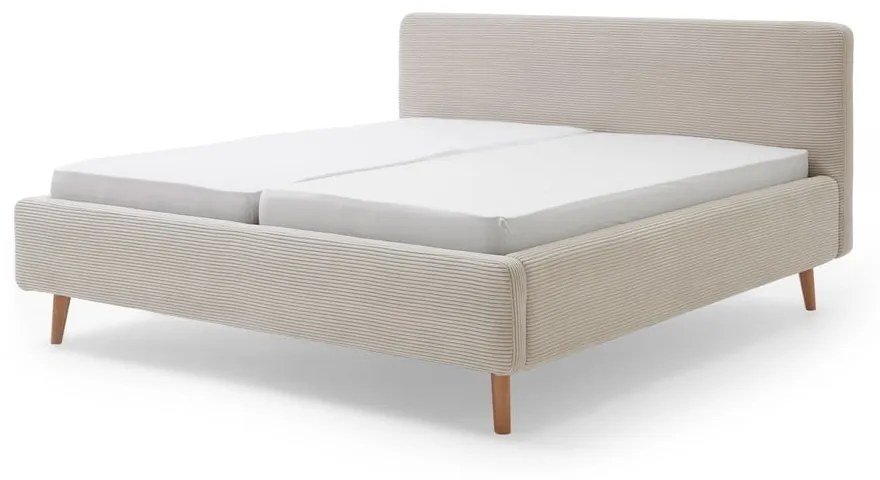 Letto matrimoniale imbottito beige 160x200 cm Mattis Cord - Meise Möbel