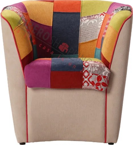 Poltrona in tessuto valentina BEIGE e seduta in patchwork