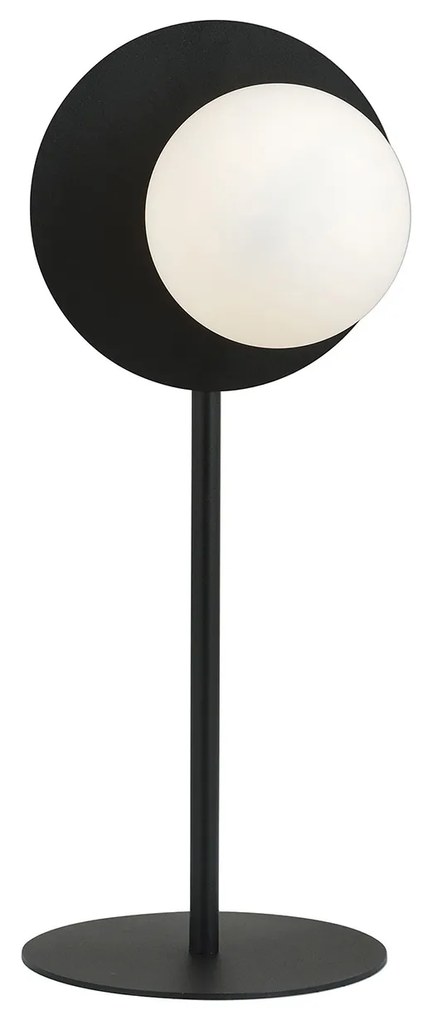 Lampada Da Tavolo Contemporanea Ippolita 1 Luce In Acciaio Nero E Vetro Opalino
