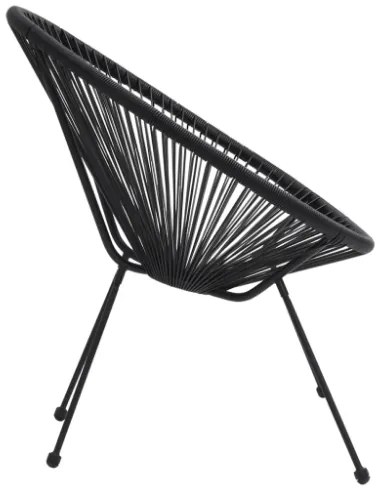 Set da Pranzo per Giardino 3 pz in Rattan PVC Nero