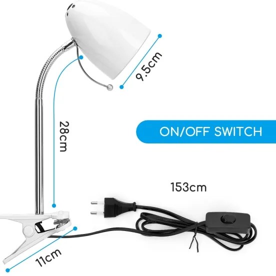 Aigostar -  Lampada da tavolo con morsetto 1xE27/11W/230V bianco/cromo