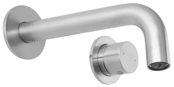 Miscelatore lavabo a muro satinato senza leva in acciaio inox Gemini