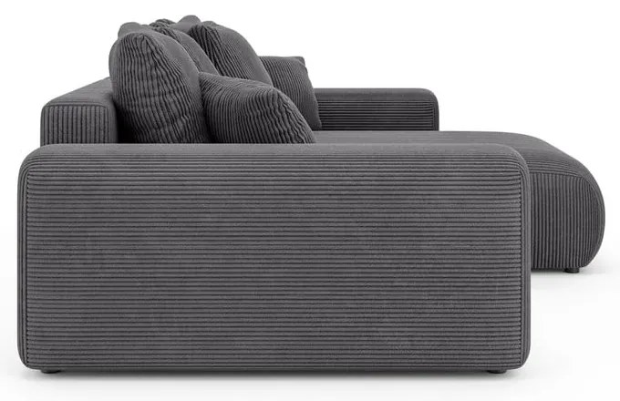 Divano angolare grigio allungabile/con contenitore (con composizione variabile) con rivestimento in velluto a coste Luma – Ropez