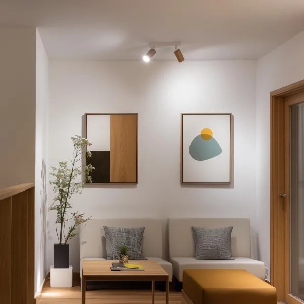 Brilagi - Faretto SELE 2xGU10/30W/230V bianco/decorazioni in rovere