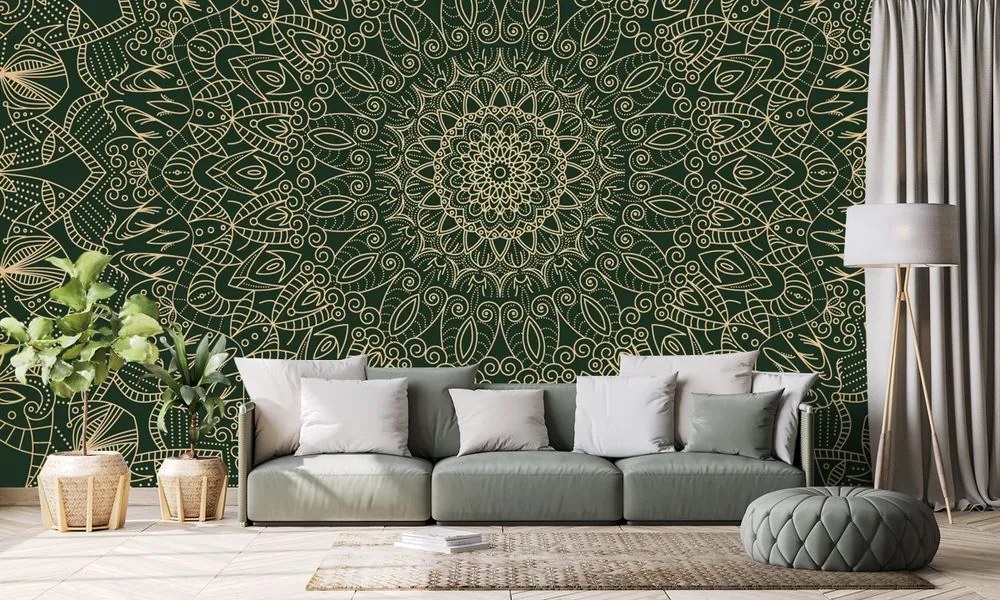 Carta da parati autoadesiva – Mandala decorativa dettagliata in verde