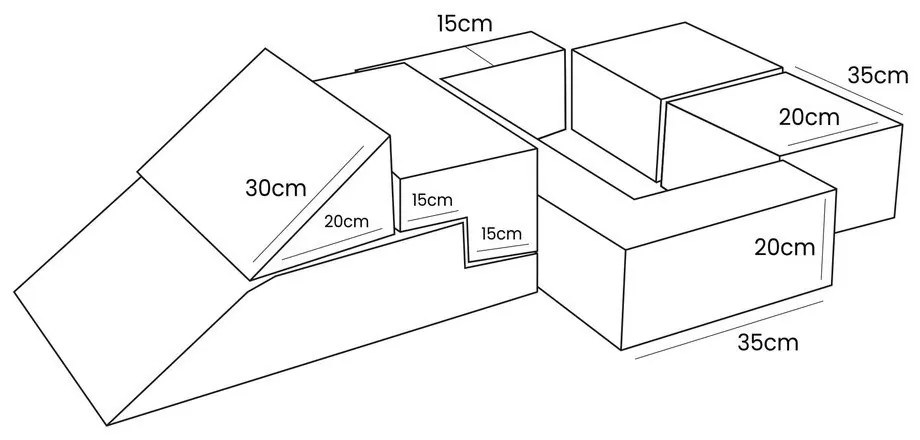 Gioco per psicomotricità turchese in velluto a coste 6 pz altezza totale 40 cm 100x35 cm Montessori – Meowbaby