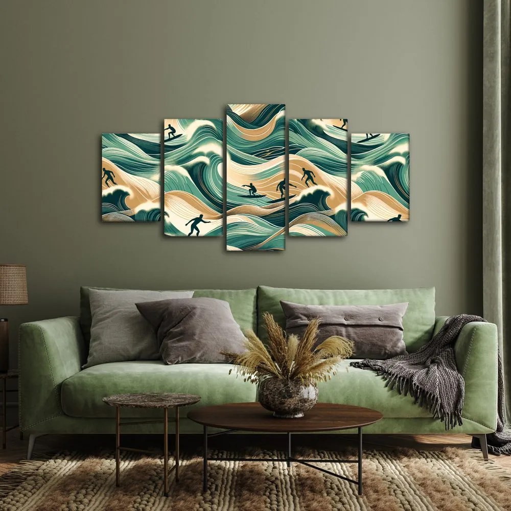Quadri 5 pezzi – Onde del mare e surf