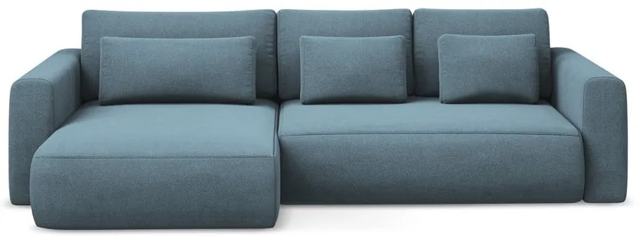 Divano angolare azzurro allungabile/con contenitore (con penisola a sinistra/con chaise lounge) Kapua – Makamii