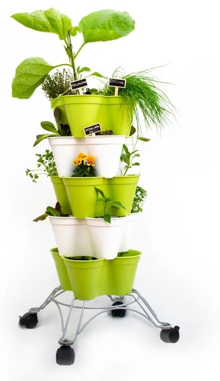 Vaso per piante e fiori POTY S Kit Bundle in polipropilene verde oliva H 84 cm L 36.5 x