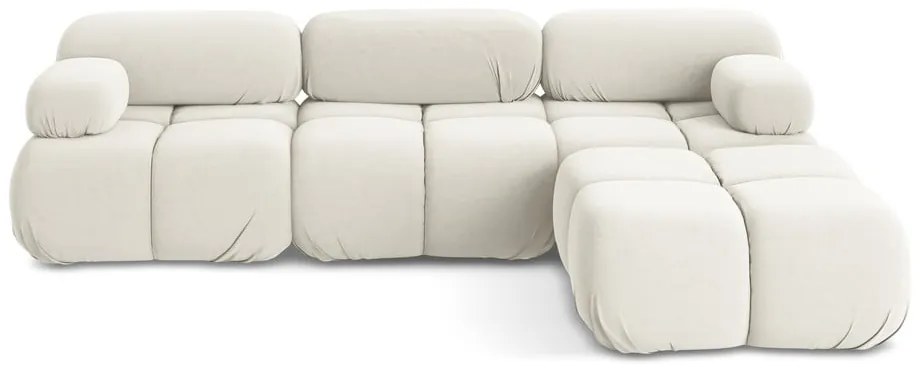 Divano angolare componibile bianco con rivestimento in velluto Lokua – Makamii