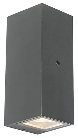 Applique da parete grigia 2 luci IP44 con sensore crepuscolare - Baleno