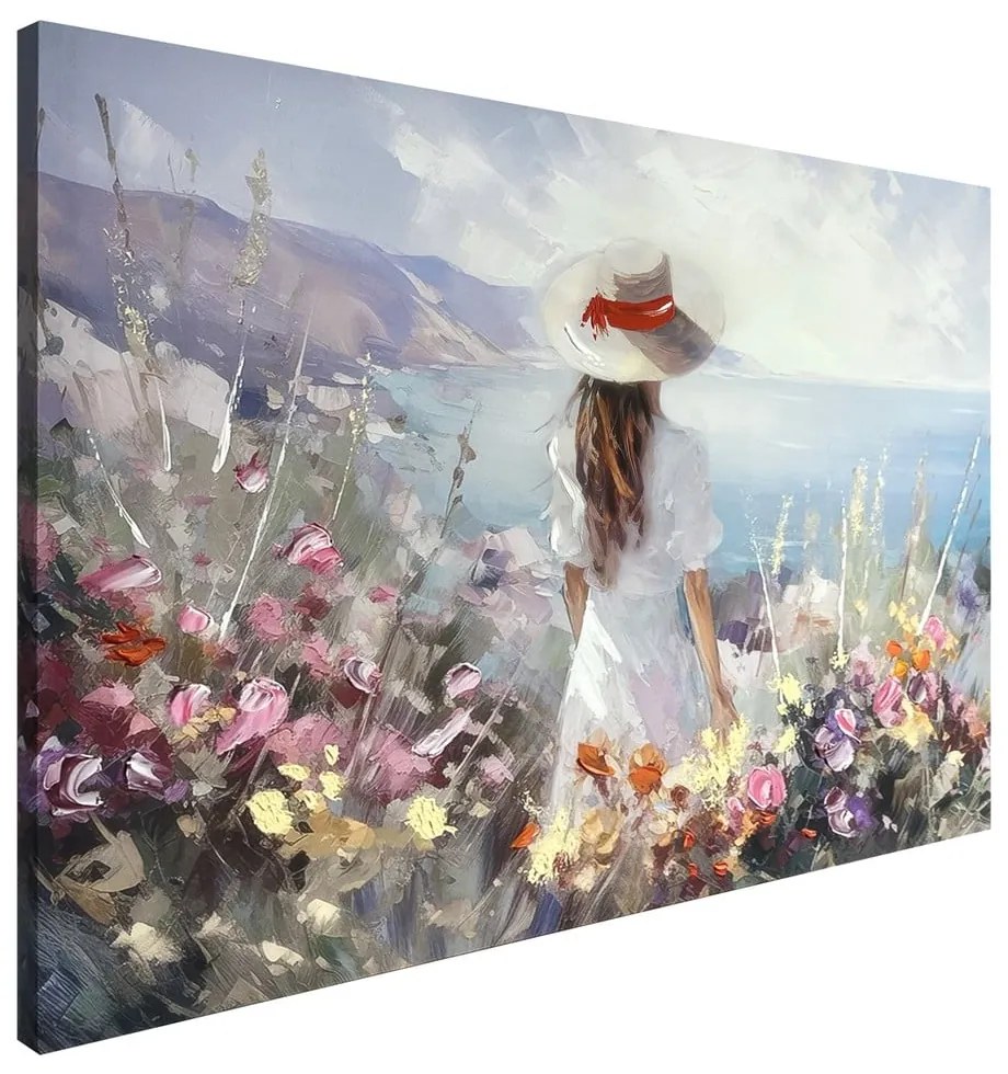Quadro con elementi dipinti a mano 100x70 cm Amelia - Styler