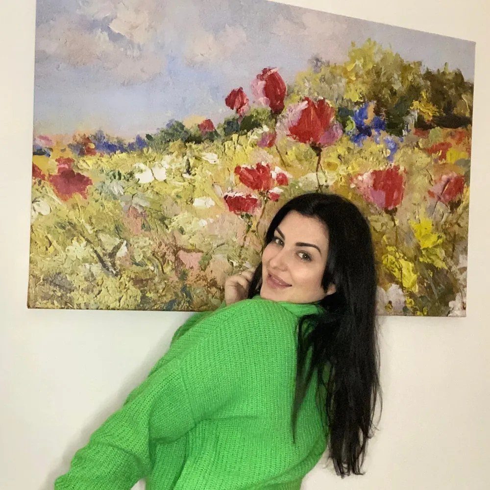 Quadro su tela – Papaveri dipinti sul prato