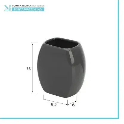 Set accessori bagno da appoggio dispenser e porta spazzolini in ceramica grigio