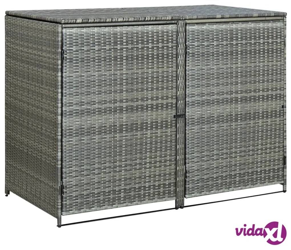 vidaXL Copribidone Rifiuti Doppio in Polyrattan Antracite 148x77x111cm