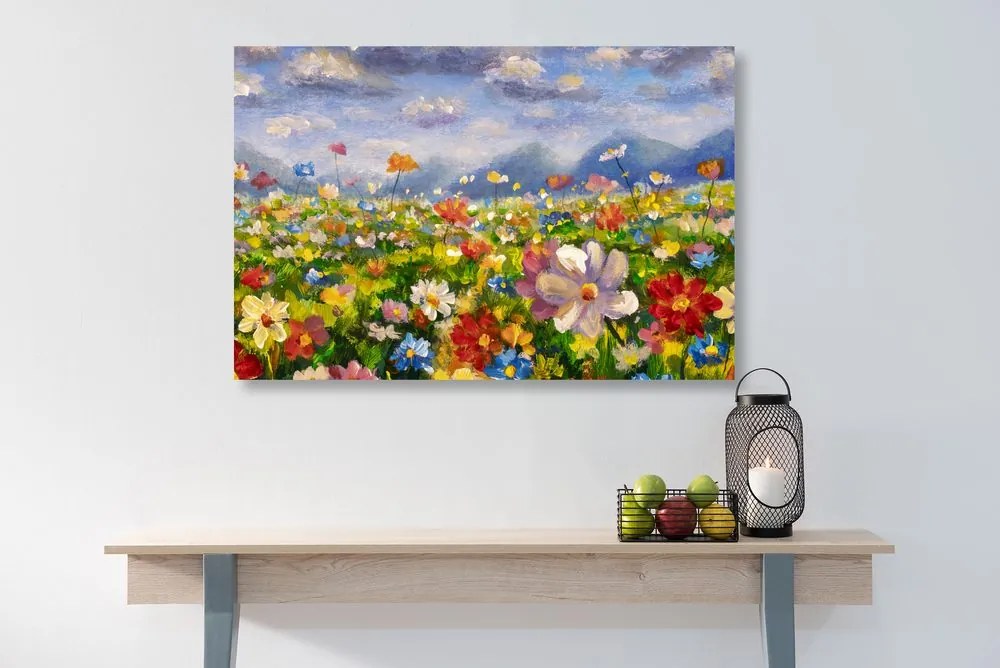Stampa su tela – Pittura a olio di fiori selvatici