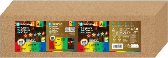 Aigostar - Luci solari natalizie LED RGBY/1,2V/8 funzioni 1m IP65 800mAh stelle