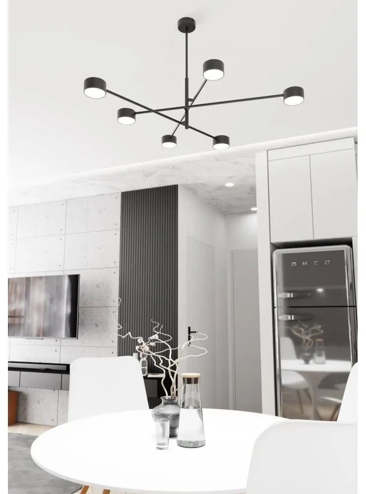 Lampadario da soffitto in acciaio NATSU 6 nero 6xGX53 Colore del corpo Nero