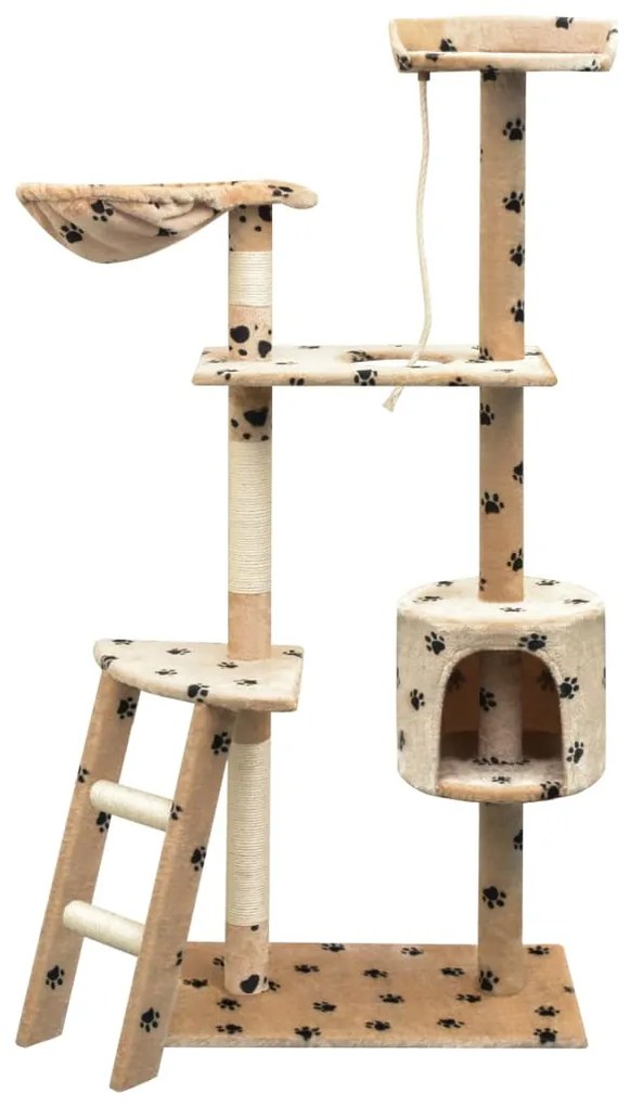 Albero Per Gatti Tiragraffi Sisal 150 Cm Zampe Stampate Beige /