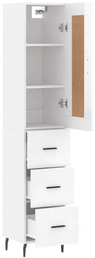 Credenza 34,5x34x180 cm in Legno Multistrato Bianco Lucido