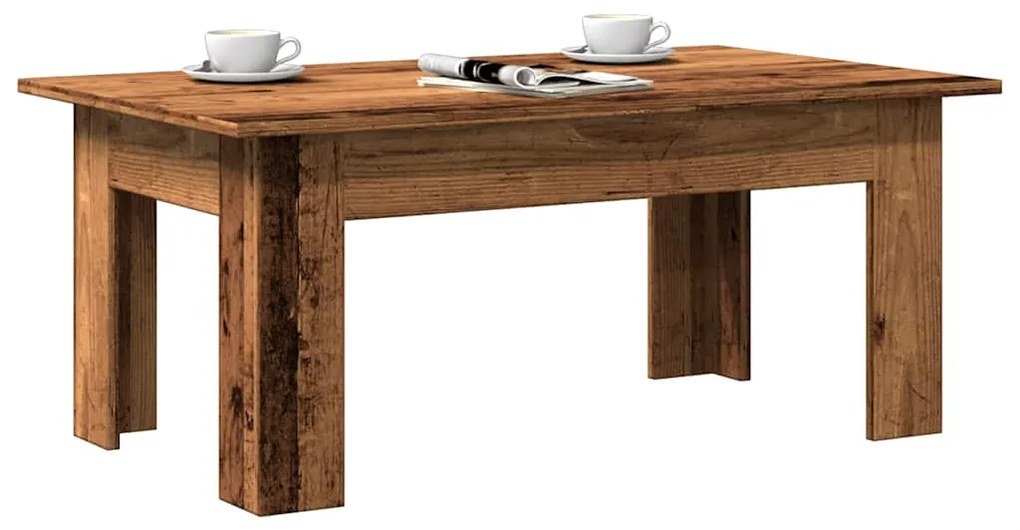 Tavolino Salotto Legno Antico 100x60x42 Cm İn Legno Multistrato /