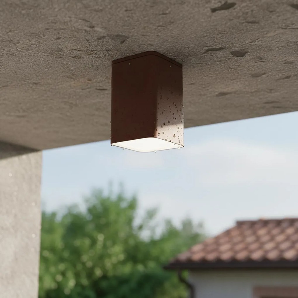 Plafoniera da soffitto E27 Quadrata IP54 in Alluminio - Corten