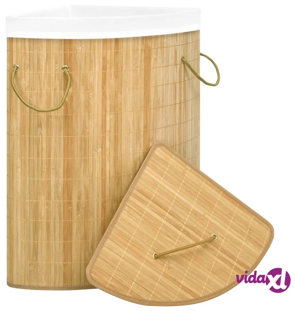 vidaXL Cesto Portabiancheria Angolare in Bambù 60 L