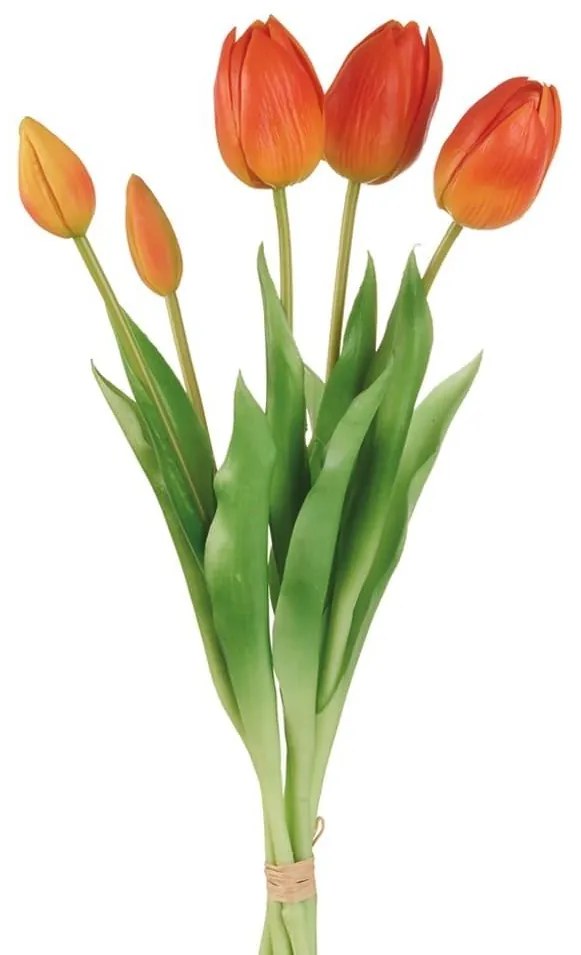 L' ocanera fiore decorativo bouquet tulipani arancioni h 40 set 4 pezzi