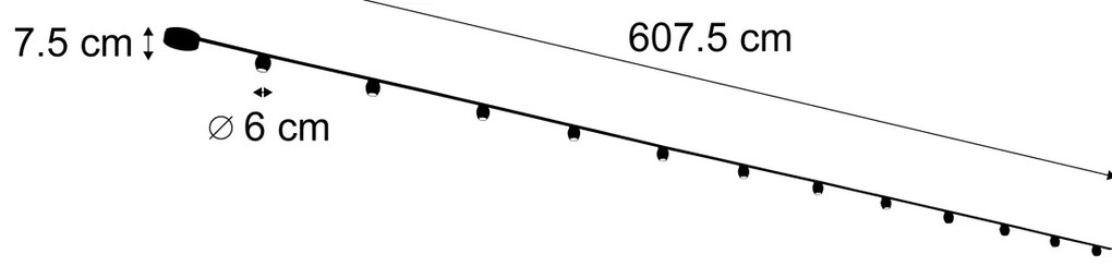 Sistema di illuminazione su binario moderno con 12 faretti neri monofase - Magnetic Zagaye