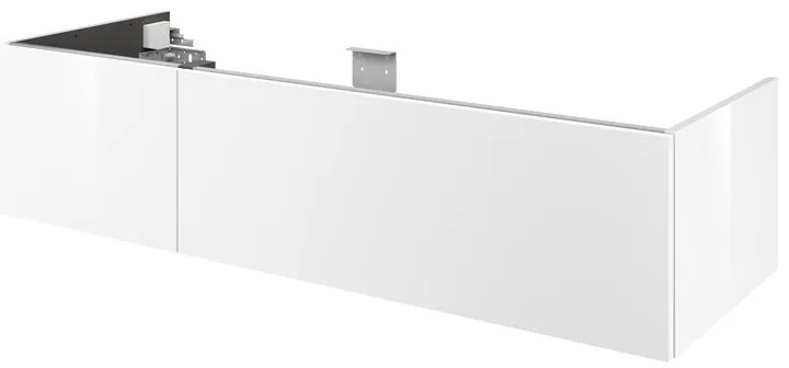 Mobile da bagno sospeso sotto lavabo L 135 x H 32 x P 48 cm lucido, 2 cassetti Apertura push-pull SENSEA Neo, Maniglie acquistabili separatamente