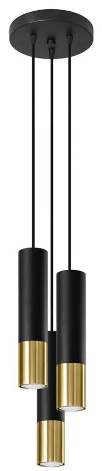 Sollux SL.0955 - Lampadario a sospensione con filo LOOPEZ 3xGU10/10W/230V arrotondato nero/oro
