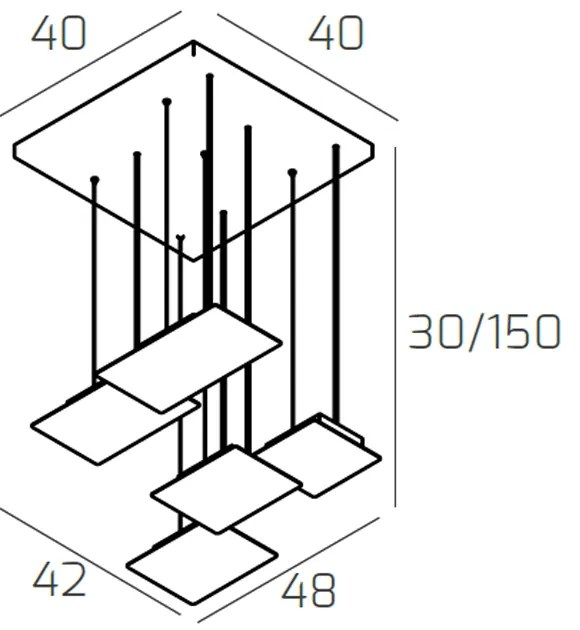 Sospensione Moderna Pixel Metallo Nero 5 Luci Gx53