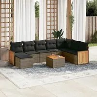 Set Divano da Giardino 9 pz con Cuscini Grigio in Polyrattan 3227936