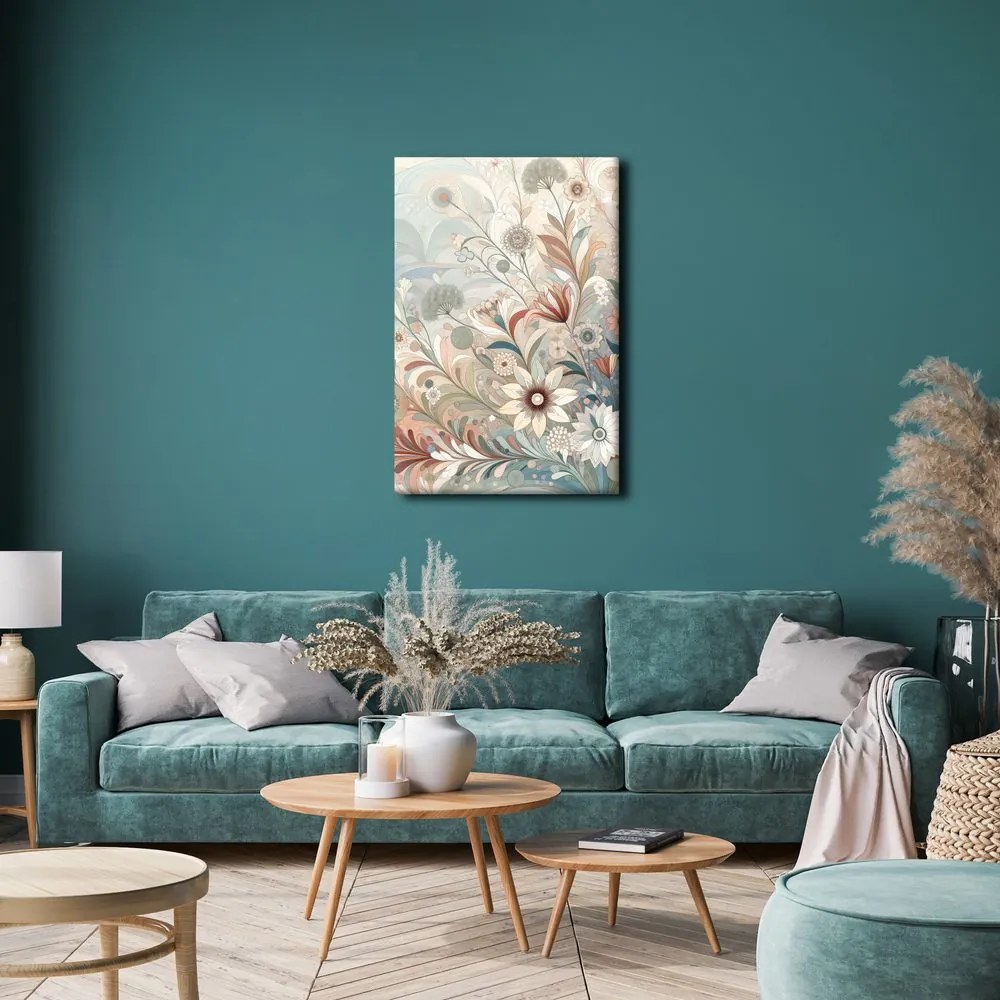 Quadro su tela – Fiori eleganti con linee sottili