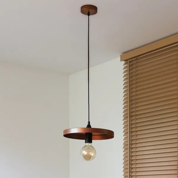 Duolla - Lampadario a sospensione con cavo IRONLINE 1x E27/15W/230V Ø 30 cm ramato/nero