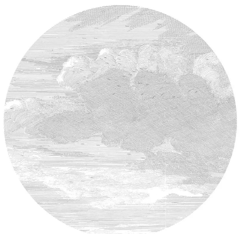 KEK Amsterdam Carta da parati panoramica Engraved Clouds 1 Circle - S - 1.425m
