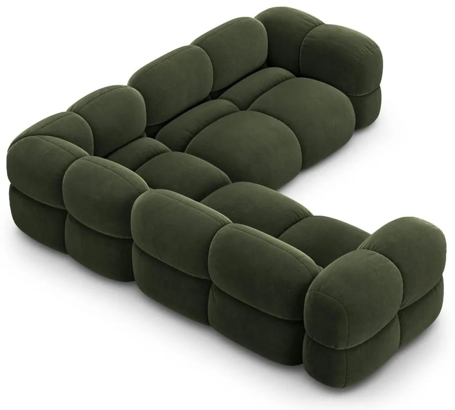 Divano angolare verde con rivestimento in velluto Loretto – Cosmopolitan Design