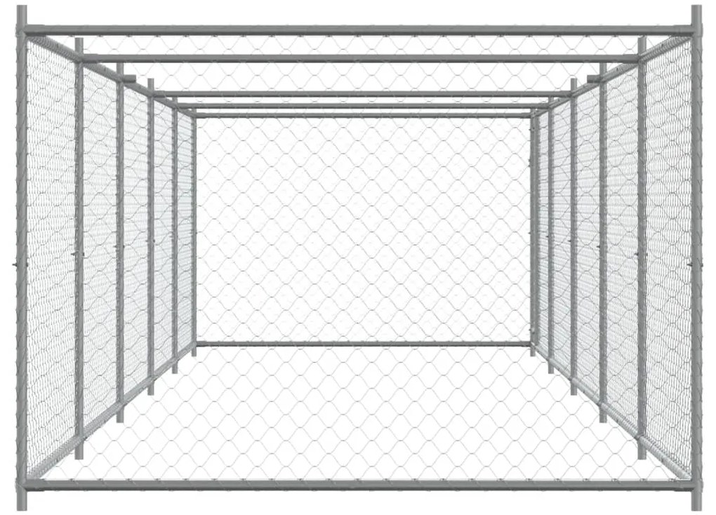 Gabbia per cani con porta grigia 10x2x1,5 m in acciaio zincato