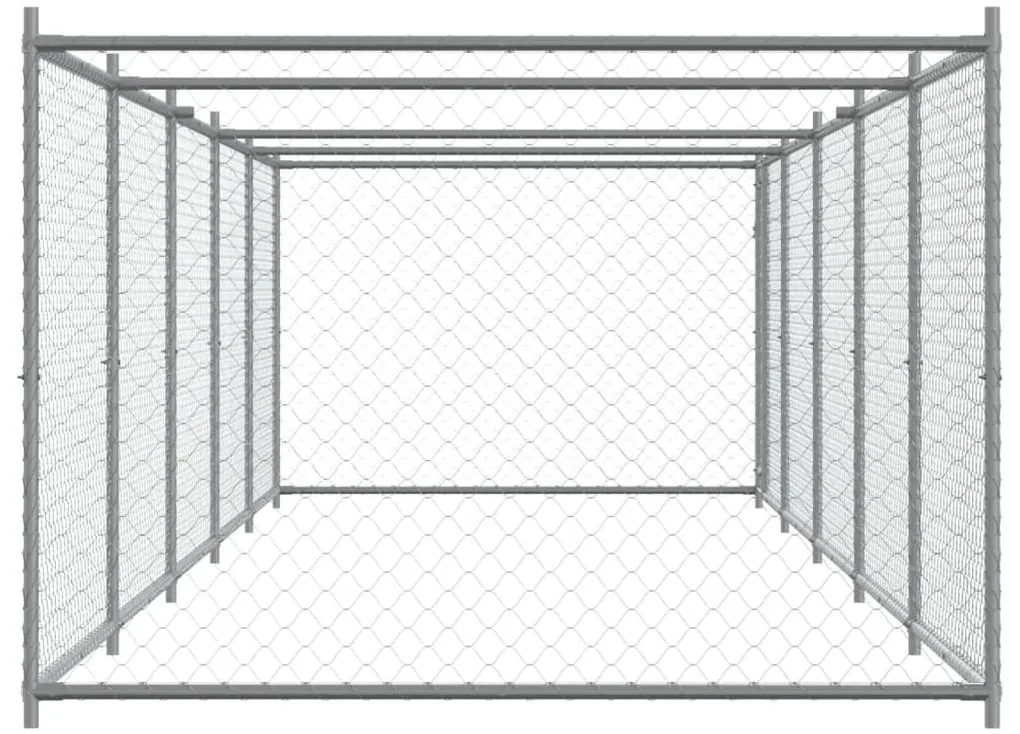 Gabbia per cani con porta grigia 10x2x1,5 m in acciaio zincato