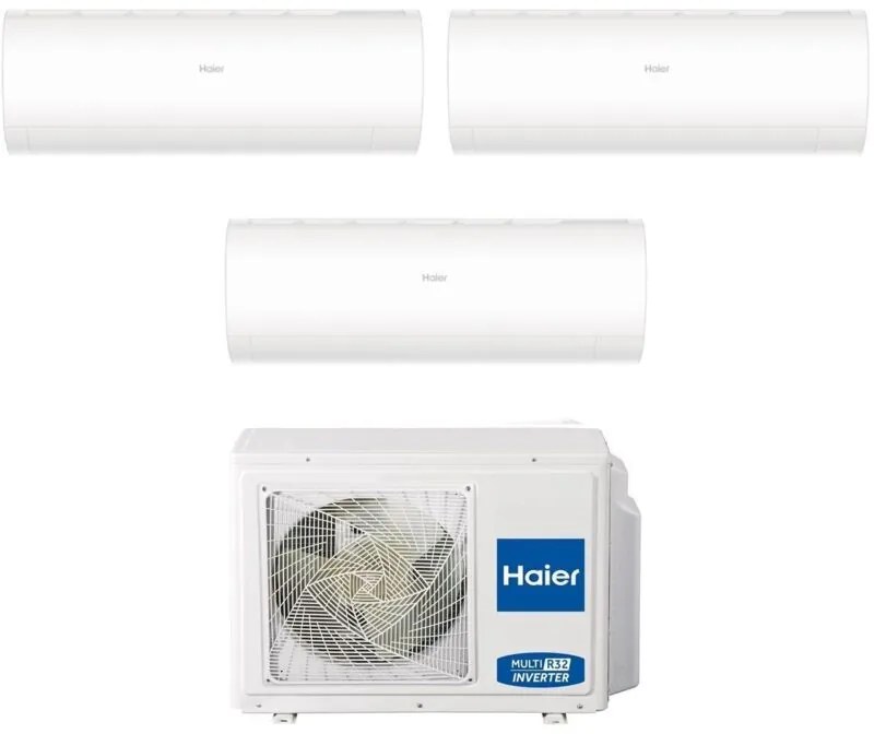 Climatizzatore Trial Split Reversibile Haier Pearl A++ 9000-12000-12000 BTU Inverter Wi-Fi (3U70S2SR5FA + AS25PBAHRA + AS35PBAHRAx2)