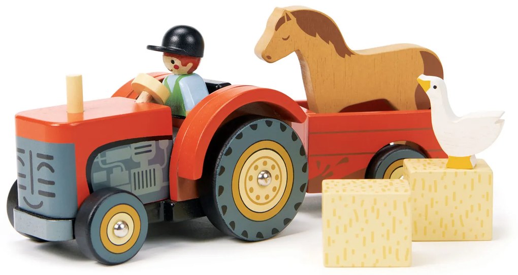 Tender Leaf - Trattore in legno con cavallo