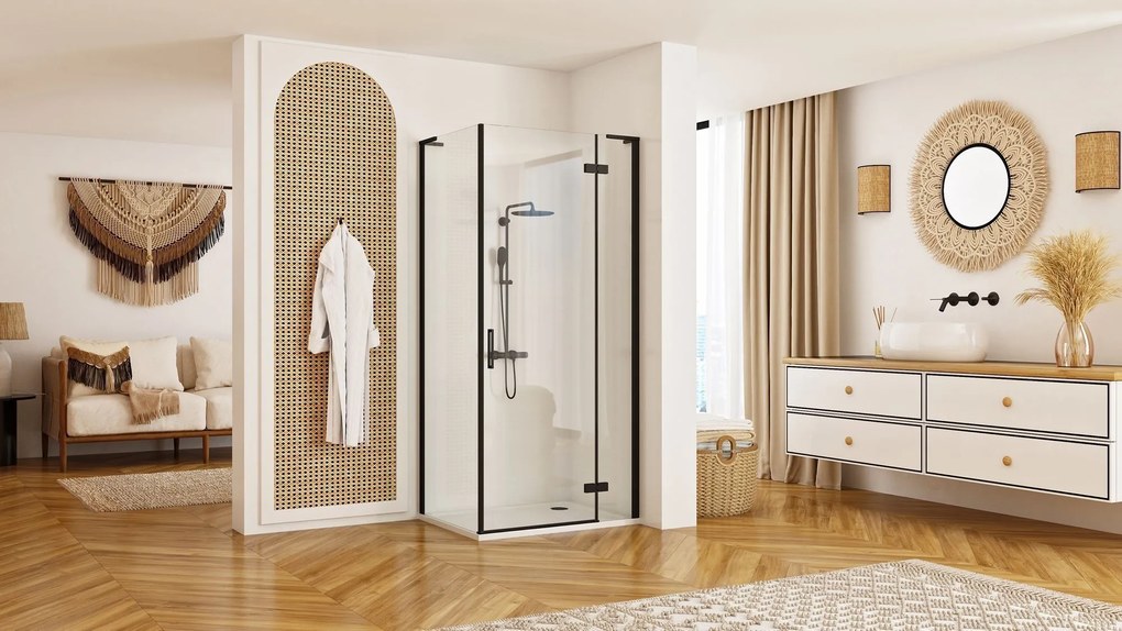 Cabina doccia REA Hugo Black 90x80
