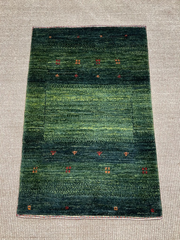 Loribaft Tappeto persiano 90 x 60 Verde (Iran) Annodato A Mano