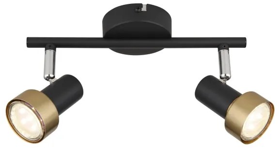 Globo 57917-2G - Faretto MASON 2xGU10/25W/230V nero/oro
