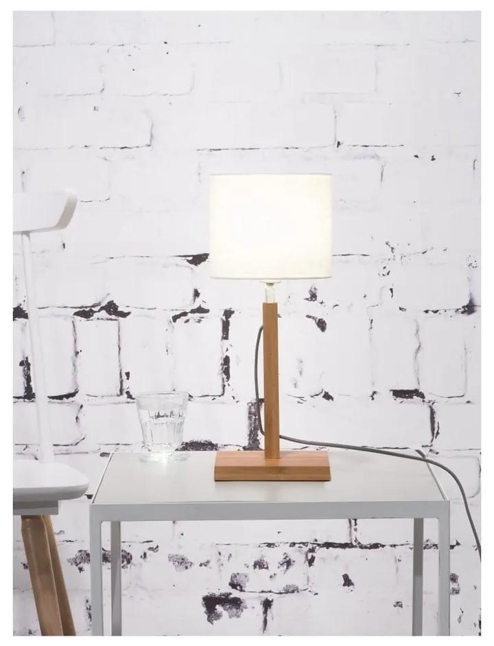 Lampada da tavolo con paralume bianco e struttura in bambù Fuji - Good&amp;Mojo