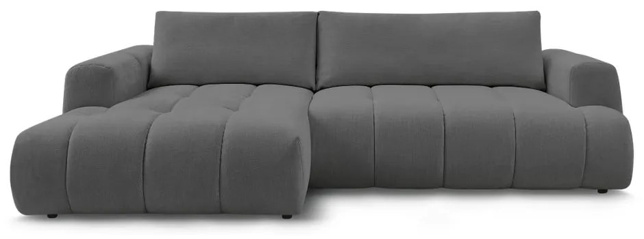 Divano angolare grigio scuro allungabile e con contenitore (penisola a sinistra/chaise lounge) Fuji – Bobochic Paris